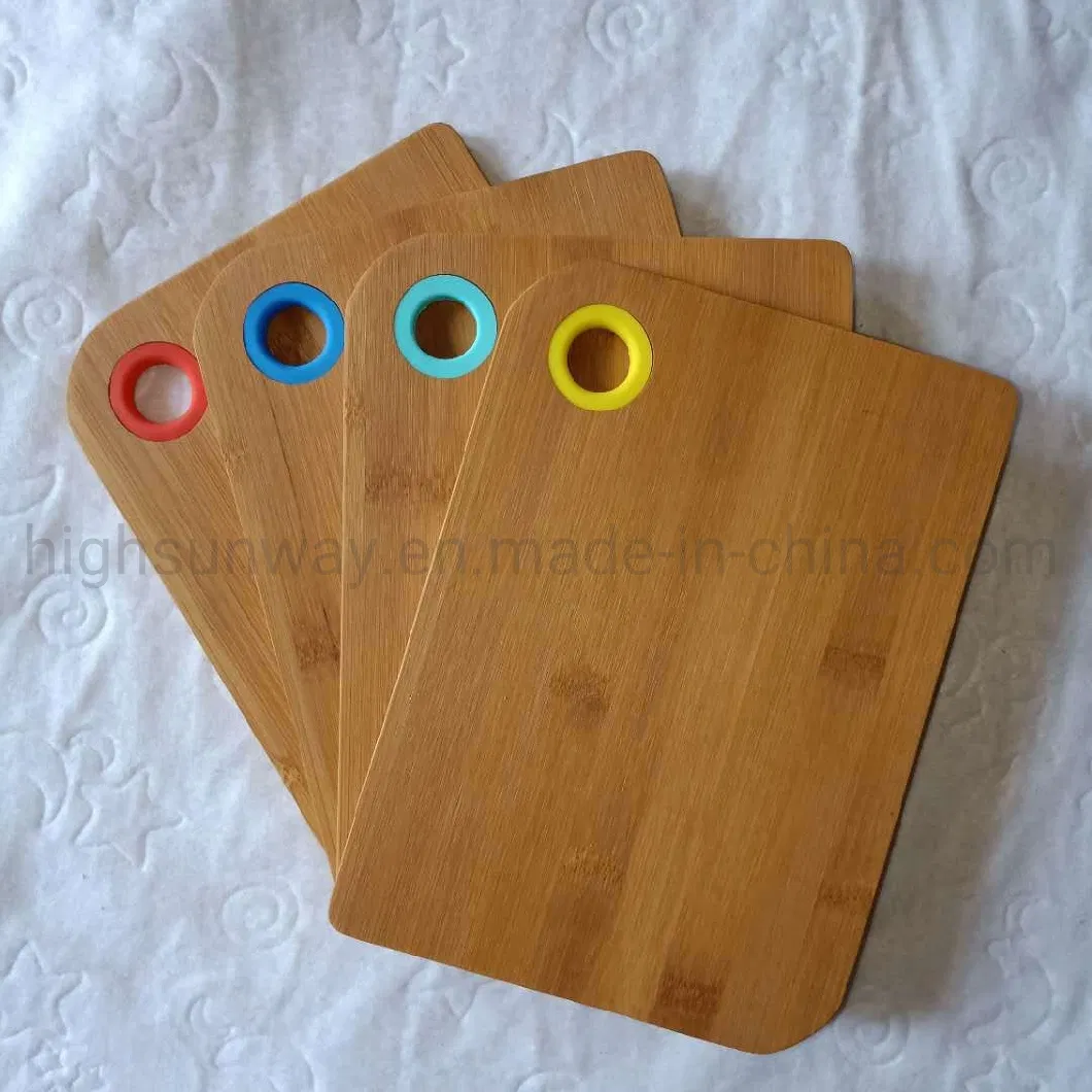 Natural Durable Kitchen Tools Bamboo Cutting Board with Silicone Hanger Hole